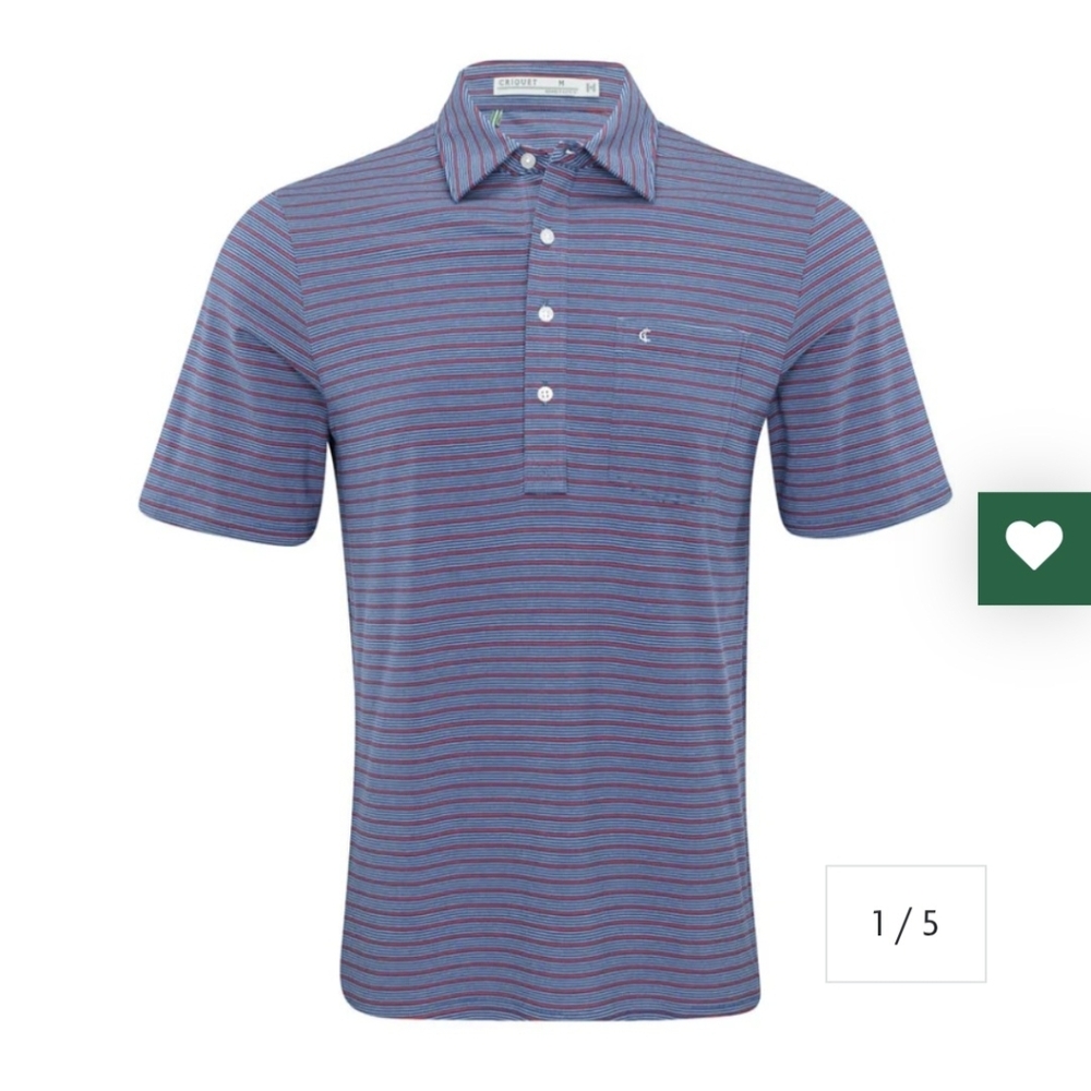 Criquet Top-Shelf Players Condesa Red White & Blue Stripe Golf Polo Shirt - XXL